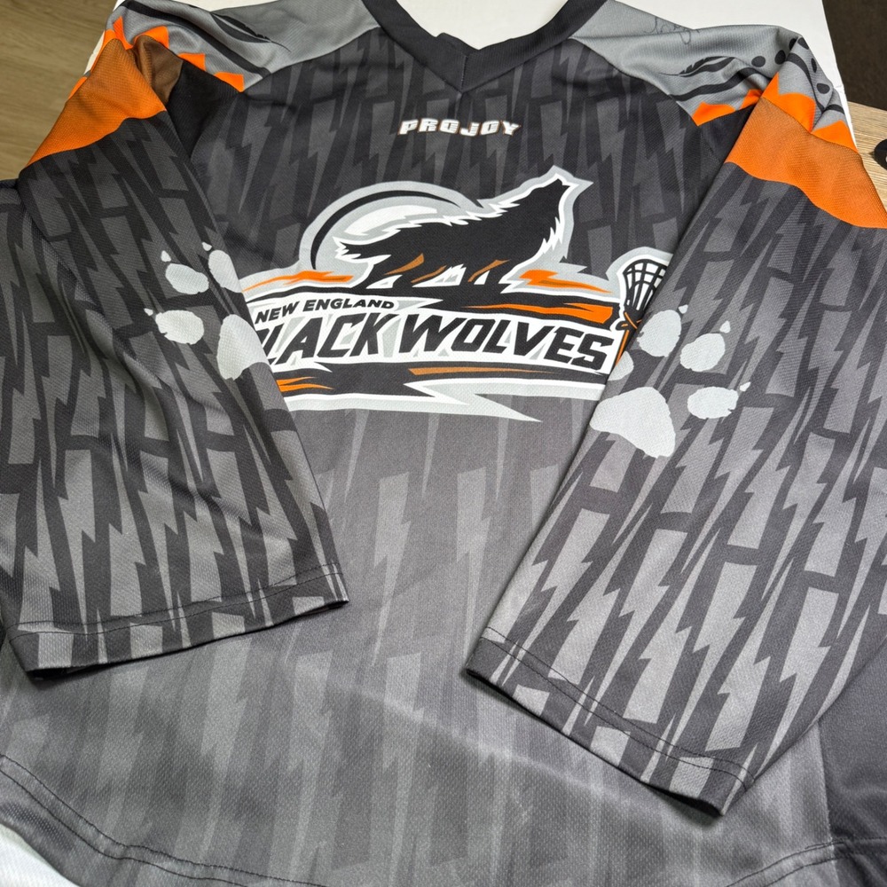 Projoy New England Black Wolves NLL Lacrosse Jersey Mens XXL Grey Orange Signed